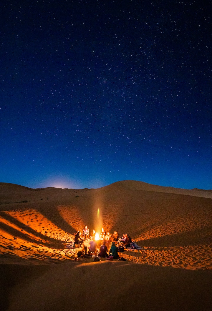 Campfire in the desert
